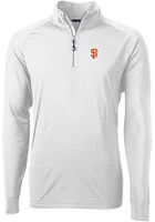 Cutter and Buck San Francisco Giants Mens White Adapt Eco Knit Long Sleeve Qtr Zip Pullover