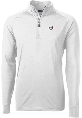 Cutter and Buck Toronto Blue Jays Mens Adapt Eco Knit Long Sleeve Qtr Zip Pullover