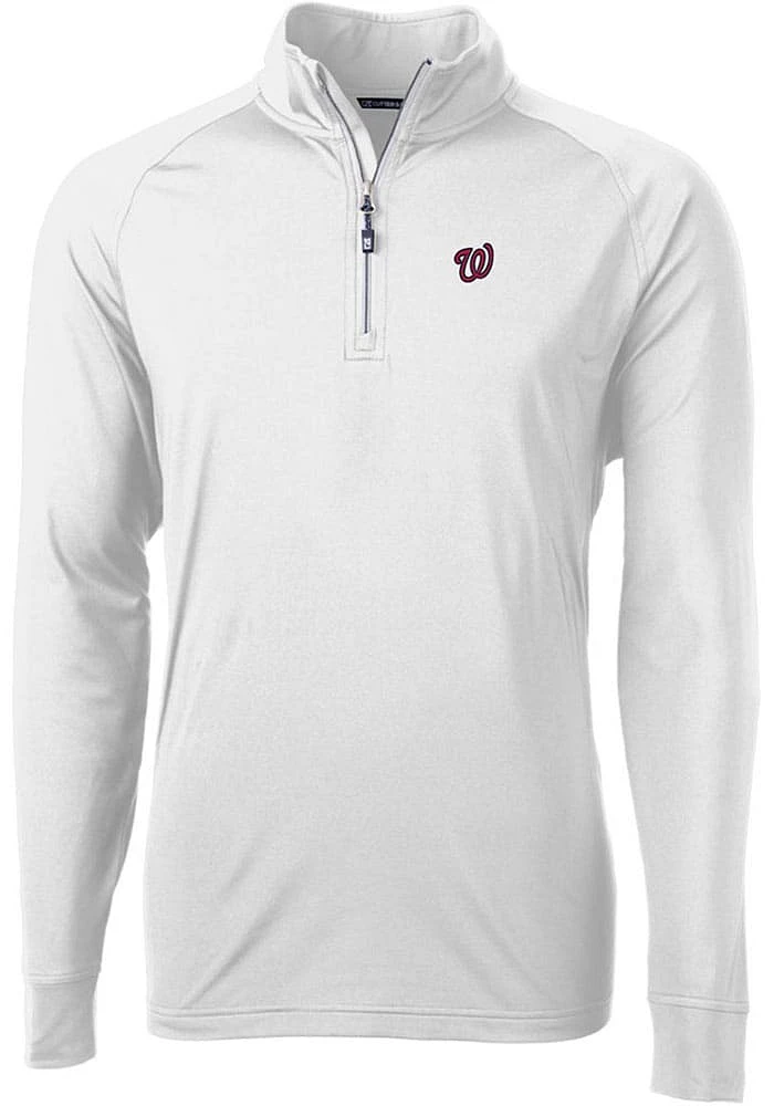 Cutter and Buck Washington Nationals Mens Adapt Eco Knit Long Sleeve Qtr Zip Pullover