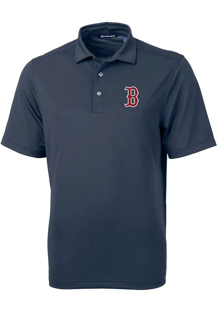 Cutter and Buck Boston Red Sox Mens Navy Blue Virtue Eco Pique Short Sleeve Polo