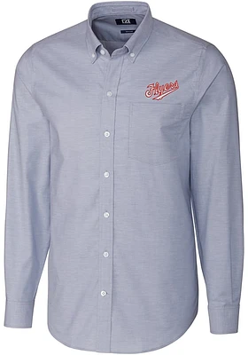 Cutter and Buck Dayton Flyers Mens Light Blue Vault Stretch Oxford Big Tall Dress Shirt