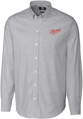 Cutter and Buck Dayton Flyers Mens Charcoal Vault Stretch Oxford Stripe Big Tall Dress Shirt