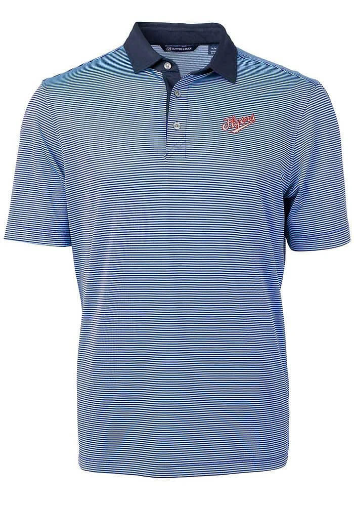 Cutter and Buck Dayton Flyers Light Blue Vault Virtue Eco Pique Micro Stripe Big Tall Polo