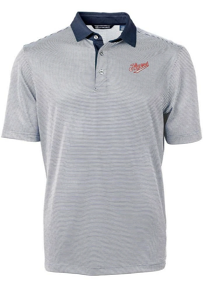 Cutter and Buck Dayton Flyers Navy Blue Vault Virtue Eco Pique Micro Stripe Big Tall Polo