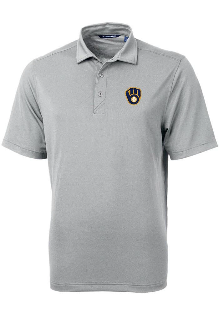 Cutter and Buck Milwaukee Brewers Mens Virtue Eco Pique Short Sleeve Polo