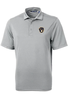 Cutter and Buck Milwaukee Brewers Mens Virtue Eco Pique Short Sleeve Polo