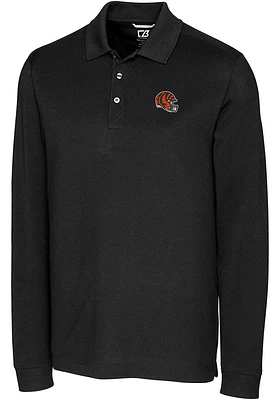 Cutter and Buck Cincinnati Bengals Helmet Advantage Pique Long Sleeve Big Tall Polo