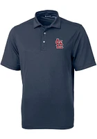 Cutter and Buck St Louis Cardinals Mens Navy Blue STL Logo Virtue Eco Pique Short Sleeve Polo