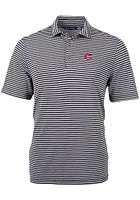 Cutter and Buck Cincinnati Reds Mens Virtue Eco Pique Stripe Short Sleeve Polo