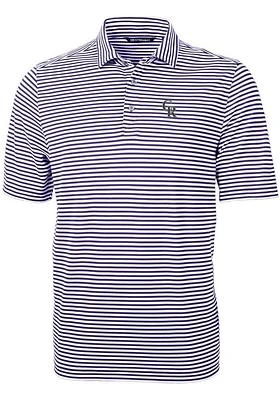 Cutter and Buck Colorado Rockies Mens Virtue Eco Pique Stripe Short Sleeve Polo