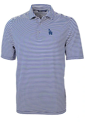 Cutter and Buck Los Angeles Dodgers Mens Virtue Eco Pique Stripe Short Sleeve Polo