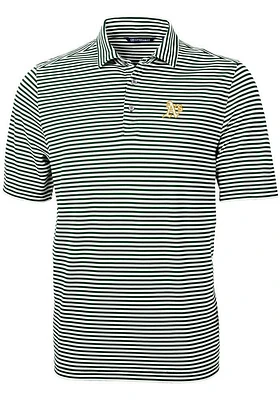 Cutter and Buck Oakland Athletics Mens Virtue Eco Pique Stripe Short Sleeve Polo