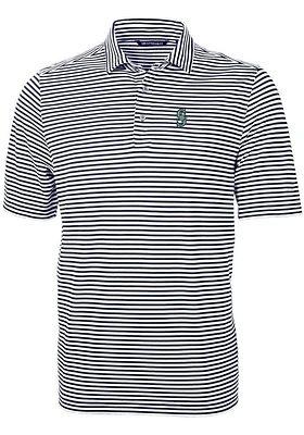 Cutter and Buck Seattle Mariners Mens Navy Blue Virtue Eco Pique Stripe Short Sleeve Polo