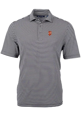Cutter and Buck San Francisco Giants Mens Black Virtue Eco Pique Stripe Short Sleeve Polo