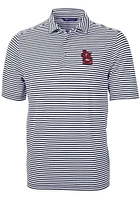 Cutter and Buck St Louis Cardinals Mens Navy Blue STL Logo Virtue Eco Pique Stripe Short Sleeve Po..