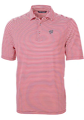Cutter and Buck Washington Nationals Mens Red Virtue Eco Pique Stripe Short Sleeve Polo