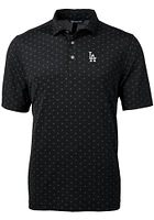 Cutter and Buck Los Angeles Dodgers Mens Black Virtue Eco Pique Tile Short Sleeve Polo
