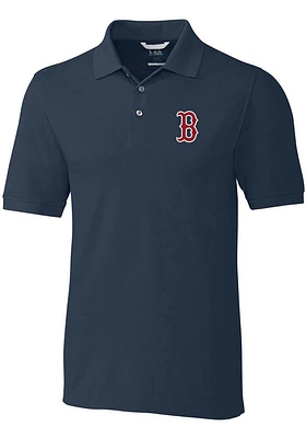 Cutter and Buck Boston Red Sox Mens Navy Blue Advantage Short Sleeve Polo