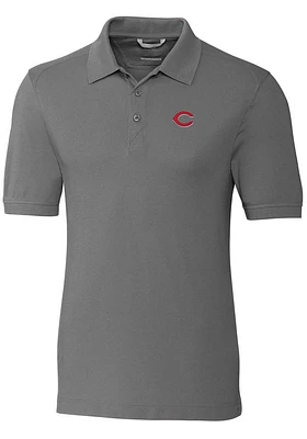 Cutter and Buck Cincinnati Reds Mens Grey Advantage Short Sleeve Polo