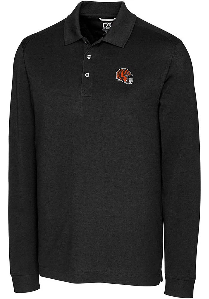 Cutter and Buck Cincinnati Bengals Mens Helmet Advantage Long Sleeve Polo Shirt