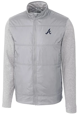 Cutter and Buck Atlanta Braves Mens Grey Stealth Hybrid Quilted Medium Weight Jacket