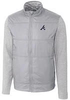 Cutter and Buck Atlanta Braves Mens Grey Stealth Hybrid Quilted Medium Weight Jacket