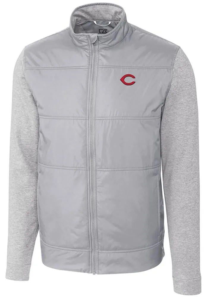 Cutter and Buck Cincinnati Reds Mens Stealth Hybrid Quilted Medium Weight Jacket