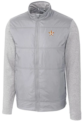 Cutter and Buck Houston Astros Mens Grey Stealth Hybrid Quilted Medium Weight Jacket