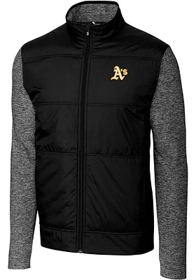 Cutter and Buck Oakland Athletics Mens Stealth Hybrid Quilted Medium Weight Jacket