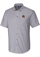 Cutter and Buck Cincinnati Bengals Mens Charcoal Helmet Oxford Short Sleeve Dress Shirt