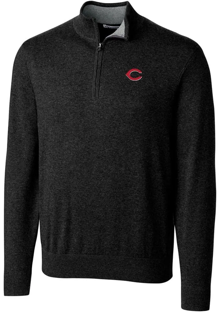 Cutter and Buck Cincinnati Reds Mens Black Lakemont Long Sleeve Qtr Zip Pullover