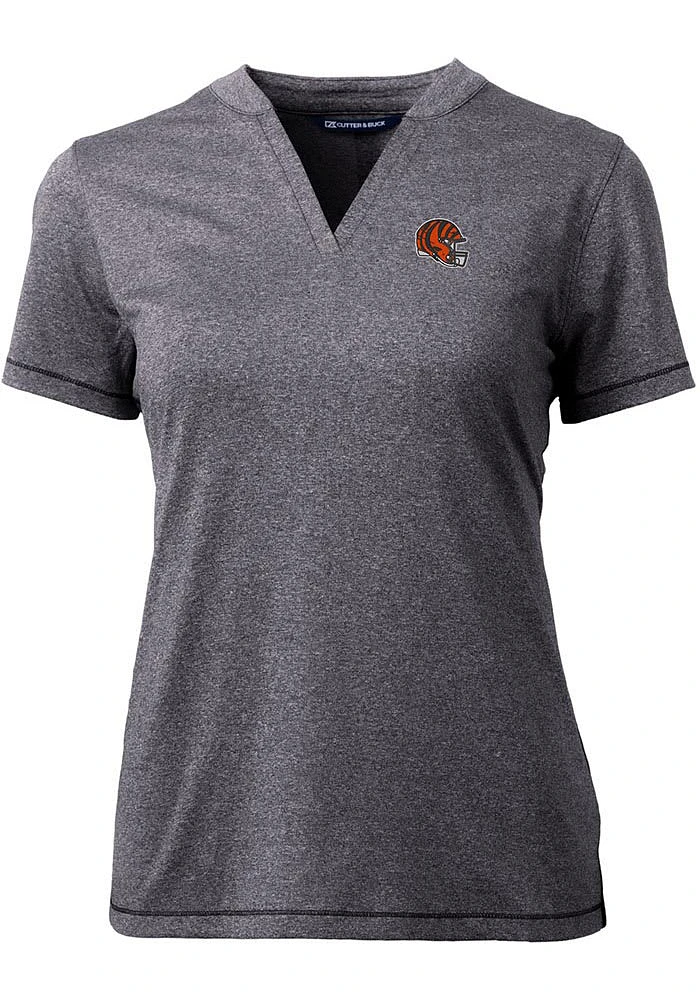 Cutter and Buck Cincinnati Bengals Womens Charcoal Helmet Forge Short Sleeve T-Shirt