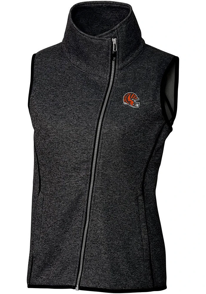 Cutter and Buck Cincinnati Bengals Womens Charcoal Helmet Mainsail Asymmetrical Vest