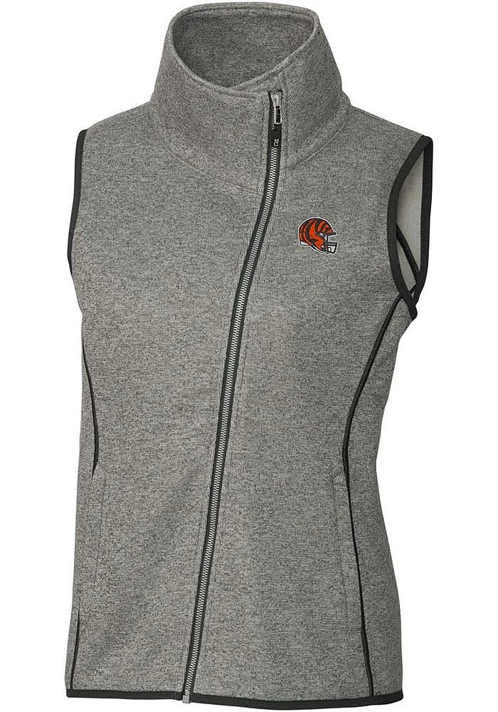 Cutter and Buck Cincinnati Bengals Womens Grey Helmet Mainsail Asymmetrical Vest