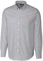 Cutter and Buck Houston Astros Mens Charcoal Stretch Oxford Stripe Long Sleeve Dress Shirt