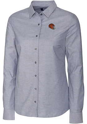 Cutter and Buck Cincinnati Bengals Womens Helmet Stretch Oxford Long Sleeve Charcoal Dress Shirt