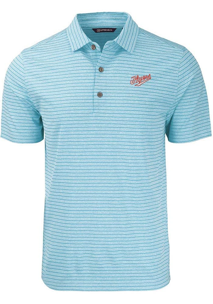 Cutter and Buck Dayton Flyers Light Blue Forge Heather Stripe Vault Big Tall Polo