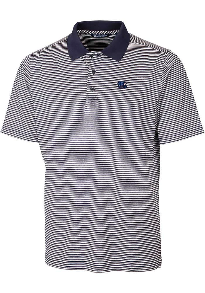 Cutter and Buck Cincinnati Bengals Navy Blue Americana Forge Tonal Stripe Big Tall Polo