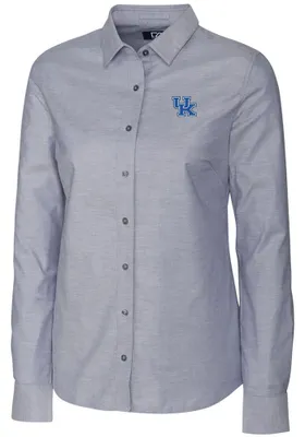 Cutter and Buck Kentucky Wildcats Womens Stretch Oxford Long Sleeve Charcoal Dress Shirt