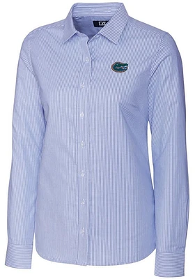 Cutter and Buck Florida Gators Womens Stretch Oxford Stripe Long Sleeve Dress Shirt