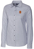 Cutter and Buck Syracuse Orange Womens Stretch Oxford Stripe Long Sleeve Charcoal Dress Shirt