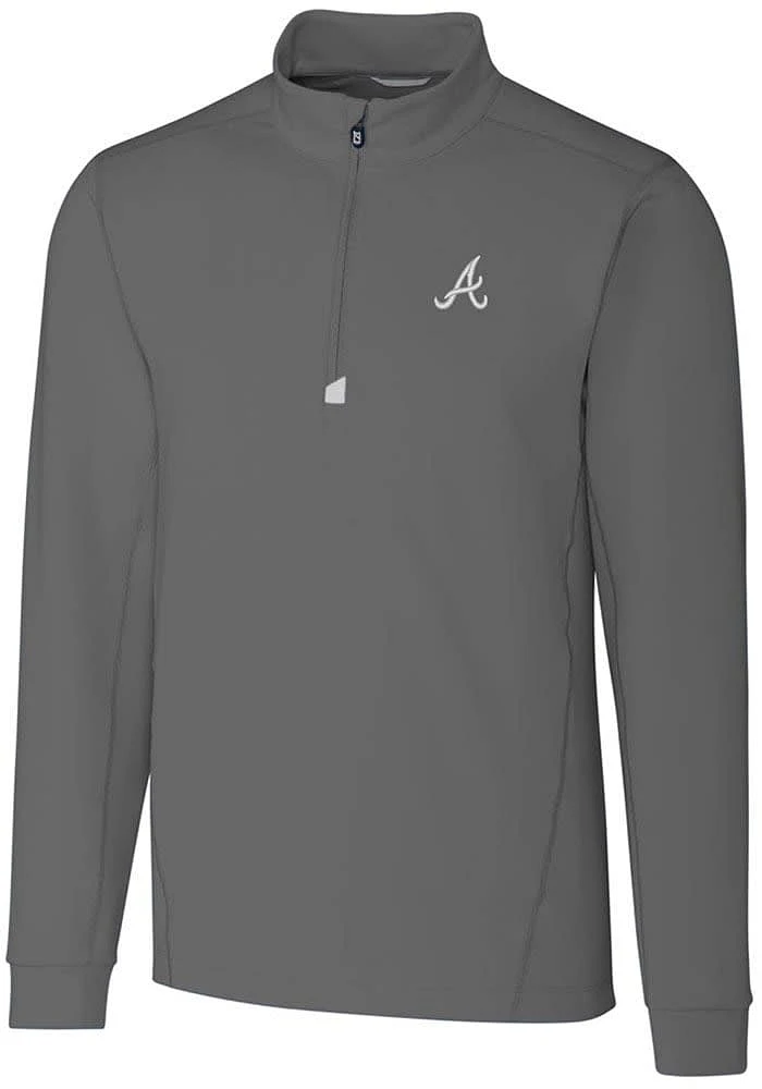 Cutter and Buck Atlanta Braves Mens Traverse Stretch Long Sleeve Qtr Zip Pullover