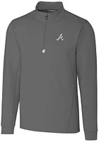 Cutter and Buck Atlanta Braves Mens Traverse Stretch Long Sleeve Qtr Zip Pullover