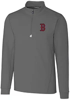 Cutter and Buck Boston Red Sox Mens Grey Traverse Stretch Long Sleeve Qtr Zip Pullover