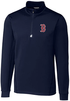 Cutter and Buck Boston Red Sox Mens Navy Blue Traverse Long Sleeve Qtr Zip Pullover