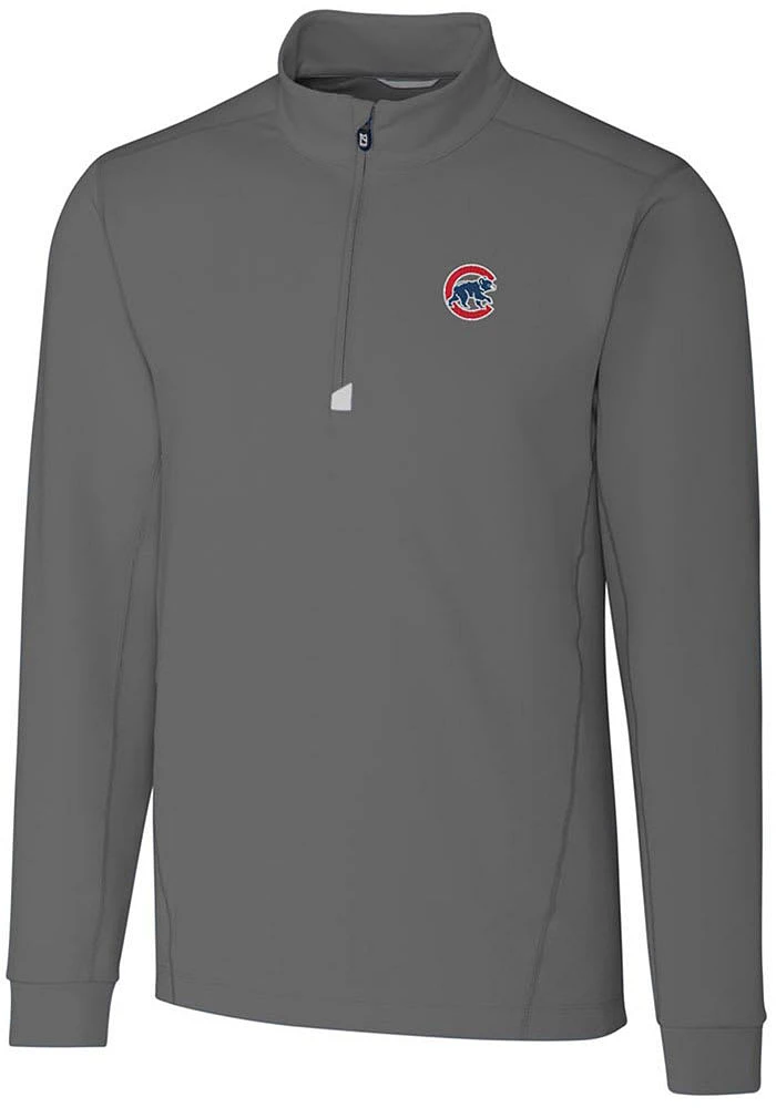 Cutter and Buck Chicago Cubs Mens Traverse Stretch Long Sleeve Qtr Zip Pullover