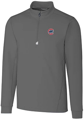 Cutter and Buck Chicago Cubs Mens Traverse Stretch Long Sleeve Qtr Zip Pullover