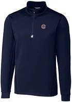Cutter and Buck Chicago Cubs Mens Navy Blue Traverse Long Sleeve Qtr Zip Pullover