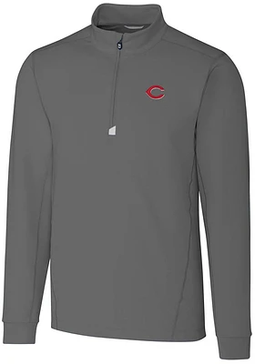 Cutter and Buck Cincinnati Reds Mens Traverse Stretch Long Sleeve Qtr Zip Pullover