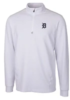 Cutter and Buck Detroit Tigers Mens White Traverse Long Sleeve Qtr Zip Pullover